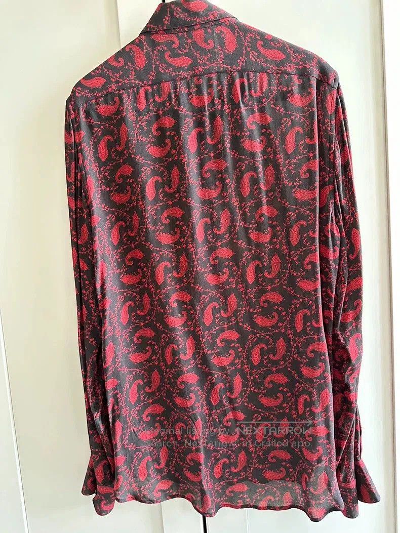 Saint Laurent Paris SAINT LAURENT Black Red Paisley Shirt. Size US S / EU 44-46 / 1 - 2 Thumbnail