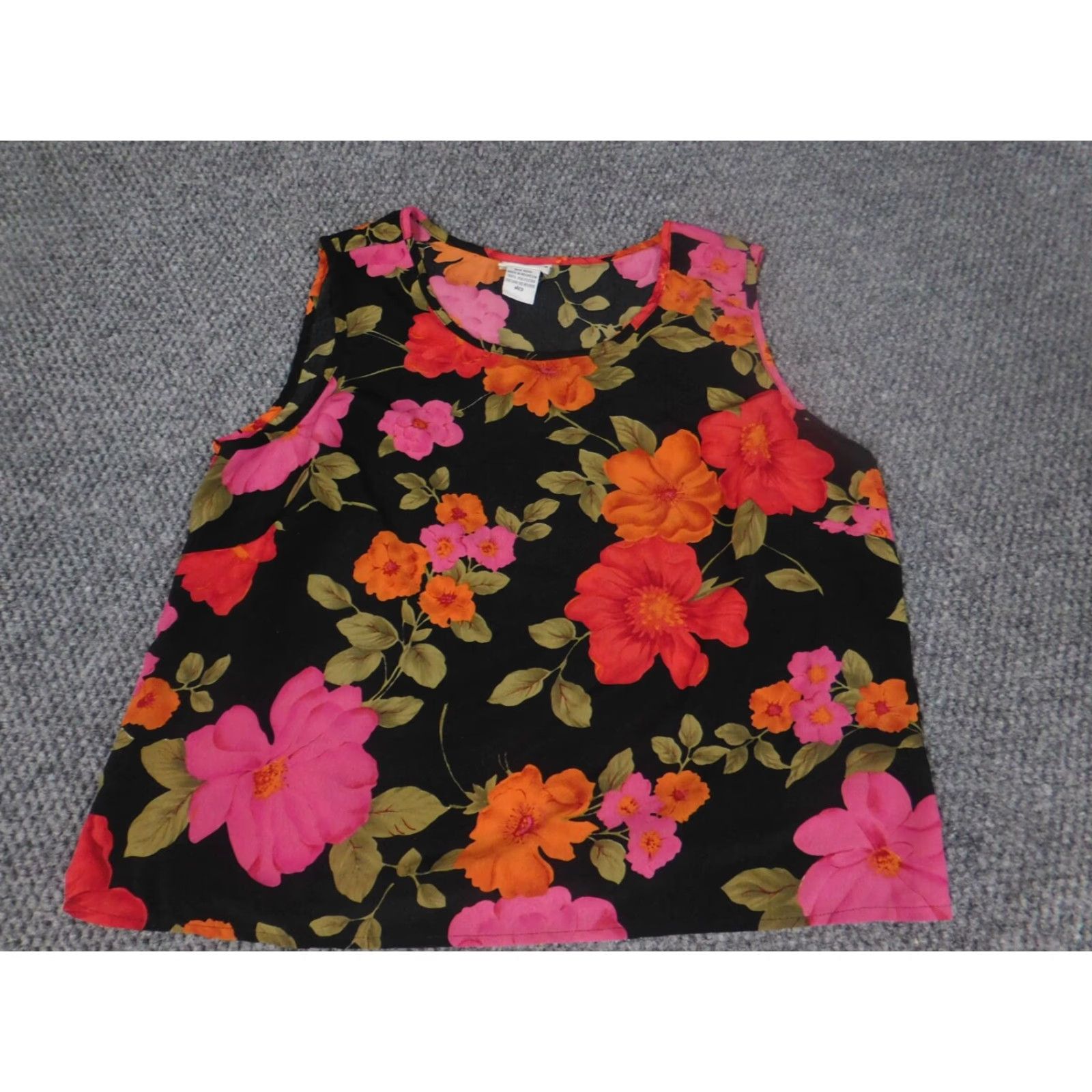 Essentials Modern Essentials Blouse Womens M Black Floral Short Sleeve Crew Neck Pullover Casual Polyester Regular Basic Size M / US 6-8 / IT 42-44 - 3 Thumbnail