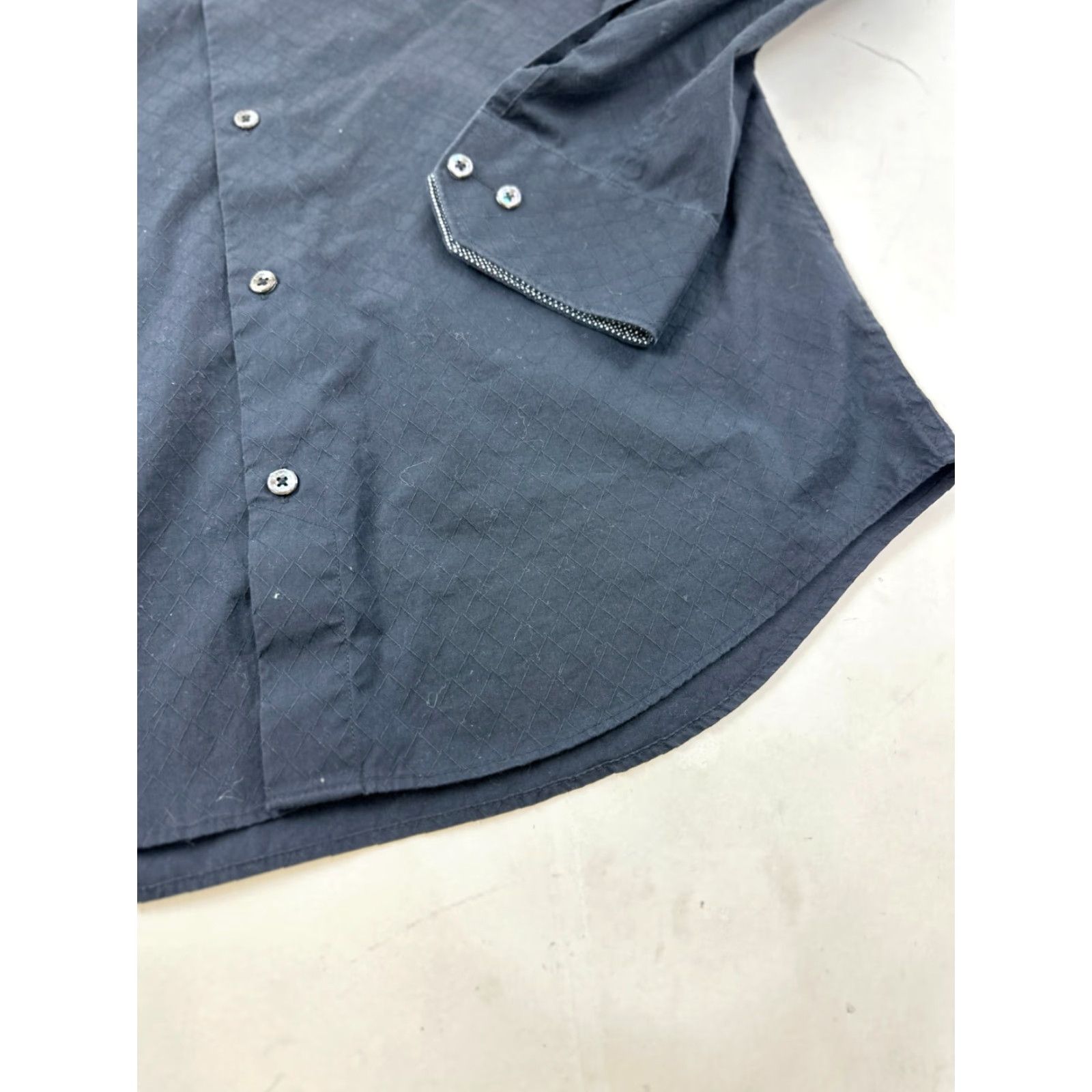 BUGATCHI Bugatchi Uomo Shirt Mens 15.5 Black Dress Cotton Classic Fit Collared Button Up Size 42R - 4 Thumbnail