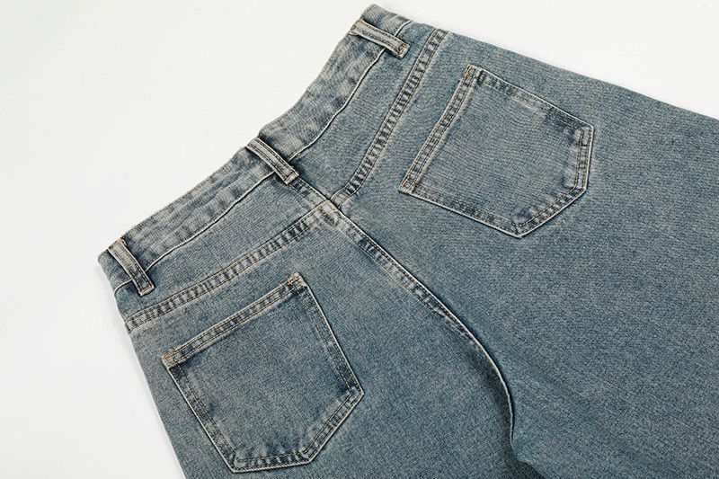 Jean American retro letter print curved splatter paint jeans Size US 32 / EU 48 - 5 Thumbnail