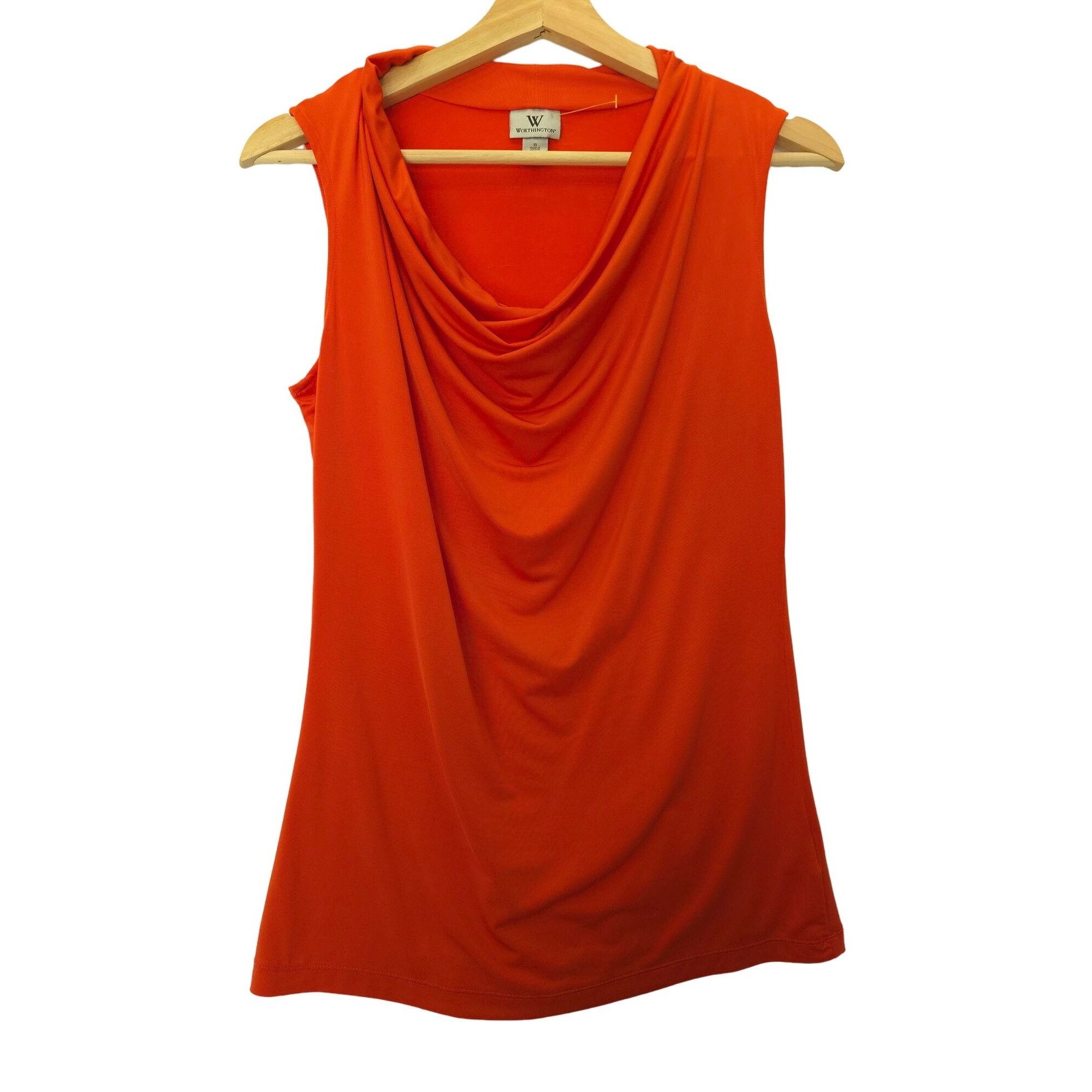 Worthington Worthington Womens Sleeveless Drape Neck Top - Orange S Size S / US 4 / IT 40 - 1 Thumbnail