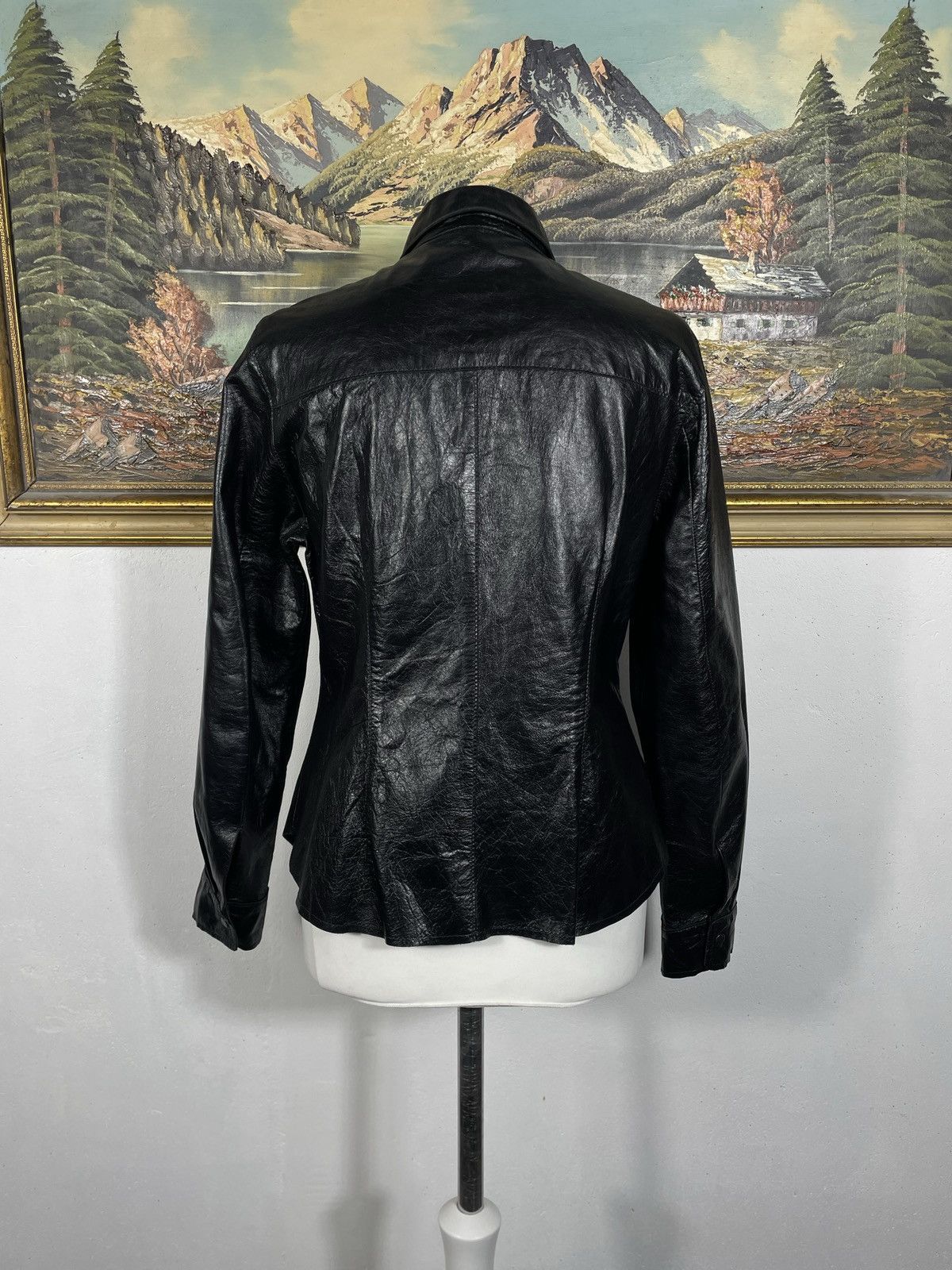 Vintage Vintage Y2k Avant Garde Black Real Cow Leather Bomber Jacket Size M / US 6-8 / IT 42-44 - 4 Thumbnail