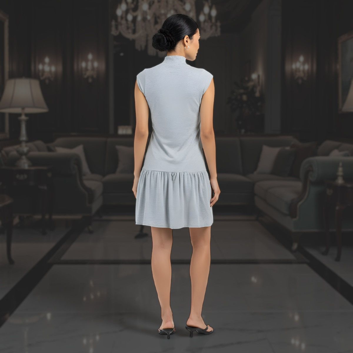 Other Gilli Women’s Gray Short Sleeve Drop Waist Mini Dress Sz M Size M / US 6-8 / IT 42-44 - 4 Thumbnail