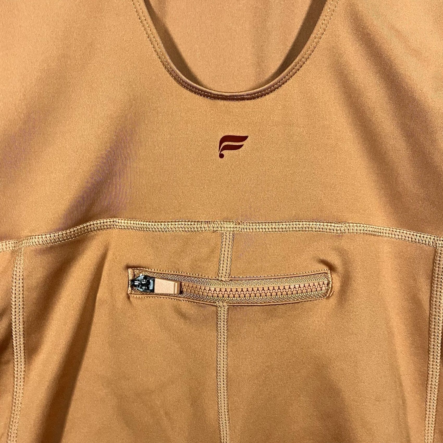 Fabletics Fabletics One Piece Romper Athletic Workout Yoga Bodysuit L Orange Nylon Elastane Sleeveless Zip Logo Pockets Stretch Size L / US 10 / IT 46 - 2 Thumbnail