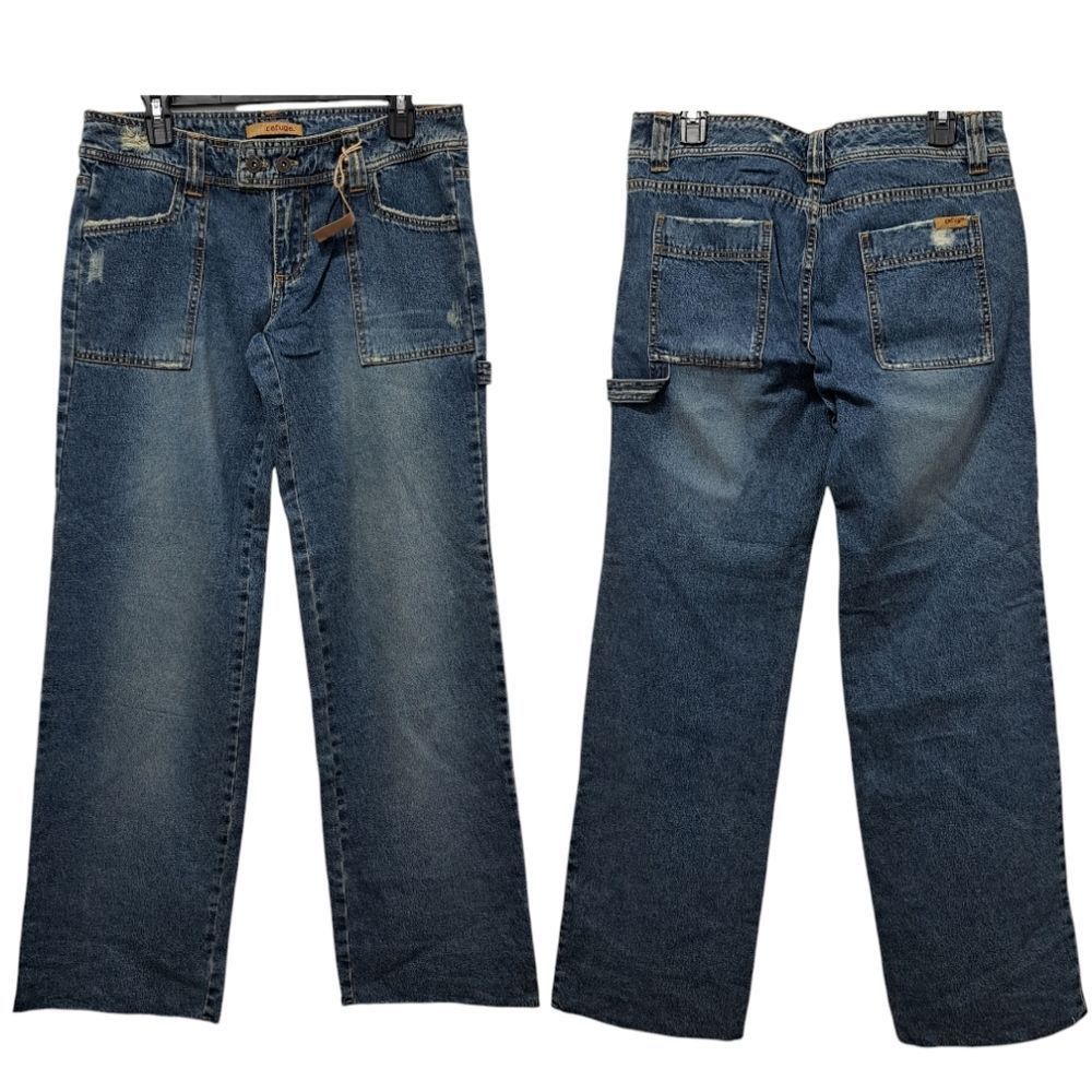 Other Refuge Y2K Cargo Cotton Distressed Wide Leg Raw Hem Jeans S Size 32" / US 10 / IT 46 - 1 Thumbnail
