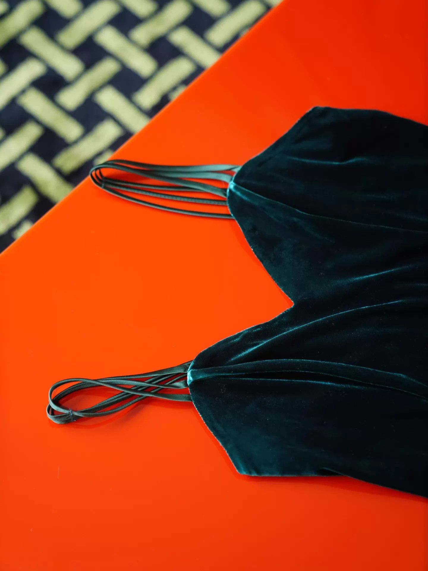 Other Vintage US Dark Green Velvet Cami High Slit Dress S/M Size S / US 4 / IT 40 - 8 Thumbnail