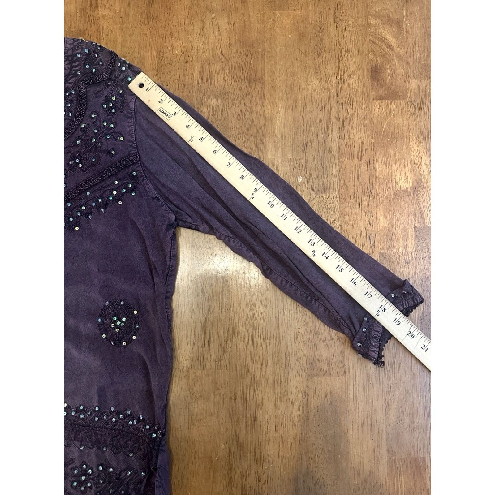 Vintage VINTAGE Women's Tunic Top Free Size Bejeweled Purple 90s Size M / US 6-8 / IT 42-44 - 8 Thumbnail