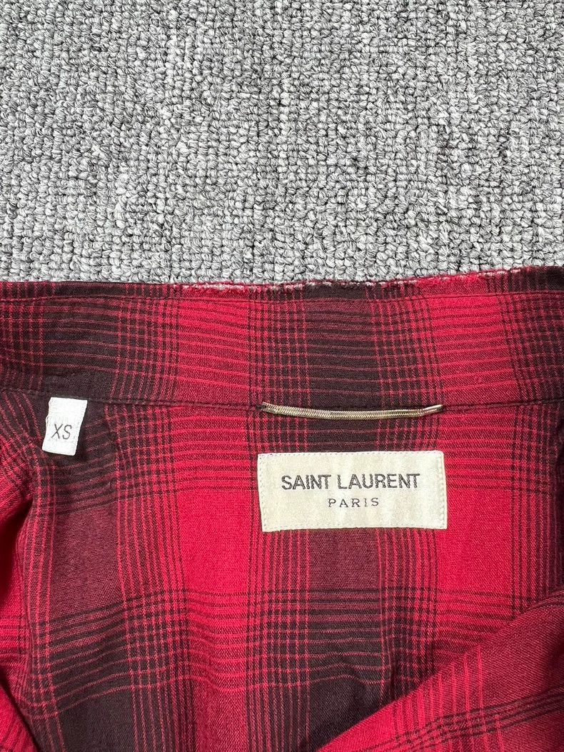 Yves Saint Laurent Saint Laurent 16ss Destroy Fringed Red Plaid Shirt 2502-Nex Size US XS / EU 42 / 0 - 3 Thumbnail