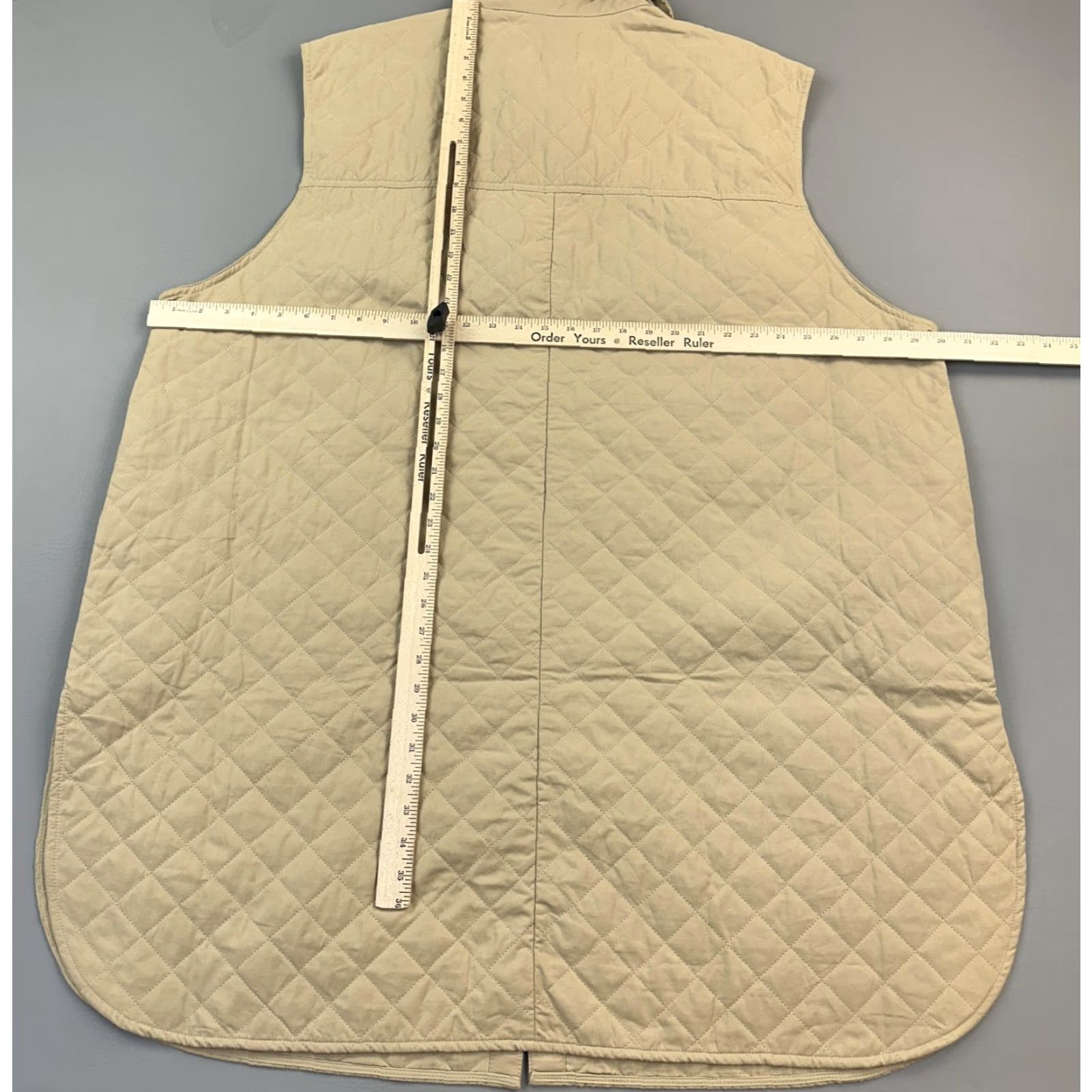 H&M H&M Quilted Jacket Women's 2XL Beige Sleeveless Snap Front Knee Length Shacket Womens Size XXL / US 16-18 / IT 52-54 - 6 Thumbnail