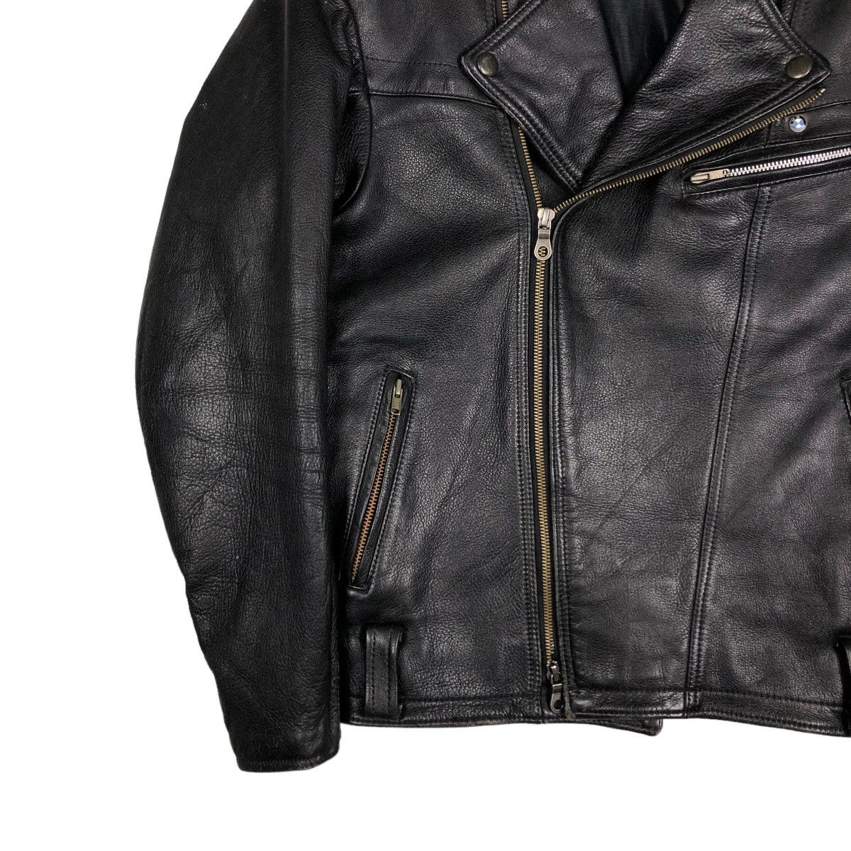 Japanese Brand 🔥VINTAGE LEATHER JACKET BIKER DOUBLE COLLAR ISSEY MIYAKE Size US M / EU 48-50 / 2 - 6 Thumbnail