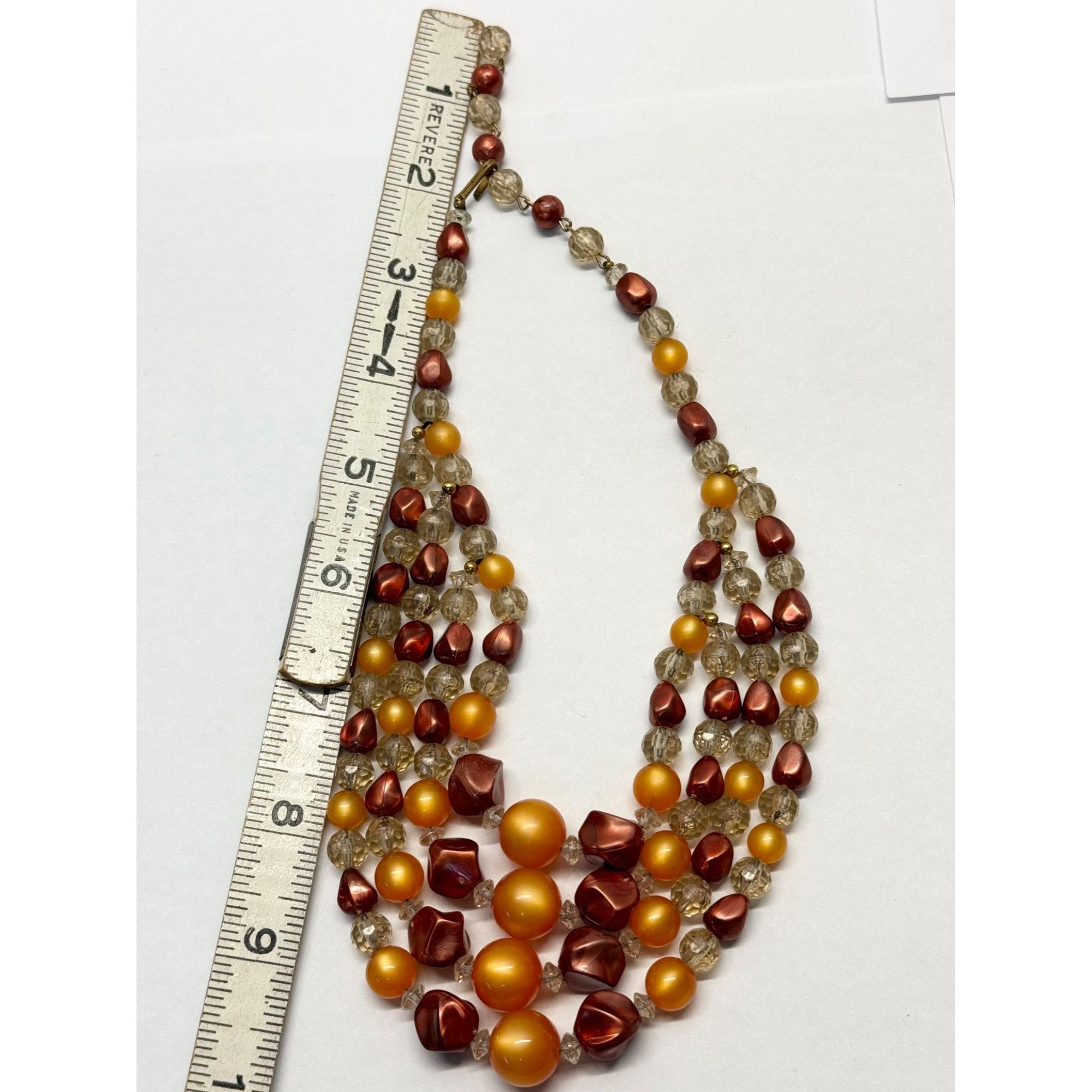Vintage Vintage four strand beaded orange collar necklace Size ONE SIZE - 6 Thumbnail