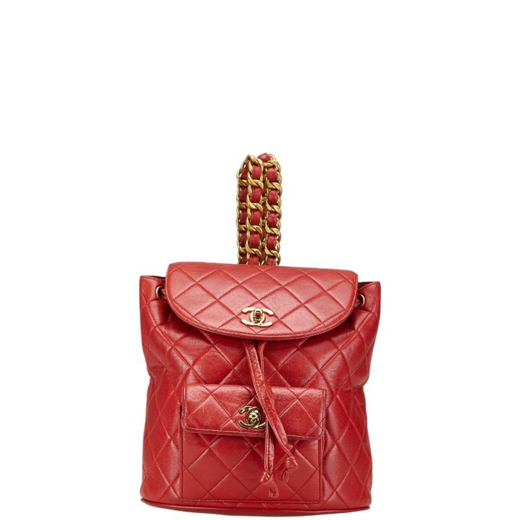 Chanel Chanel Matelasse Coco Mark Backpack Red Lambskin Women's CHANEL Size ONE SIZE - 1 Thumbnail
