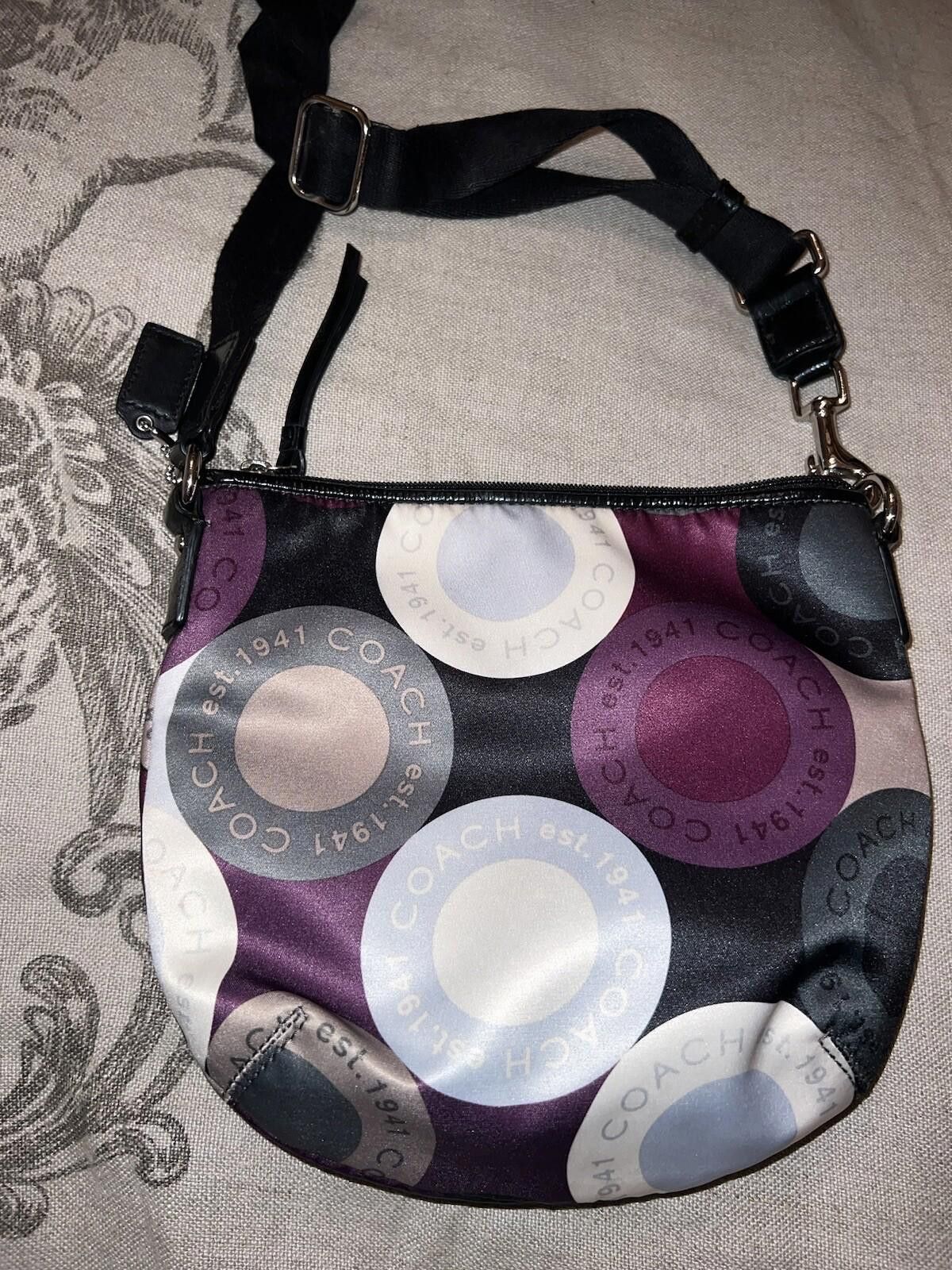 Coach Coach Silk Crossbody Purple & Brown PURSE BAG TOTE Circles Size ONE SIZE - 7 Thumbnail