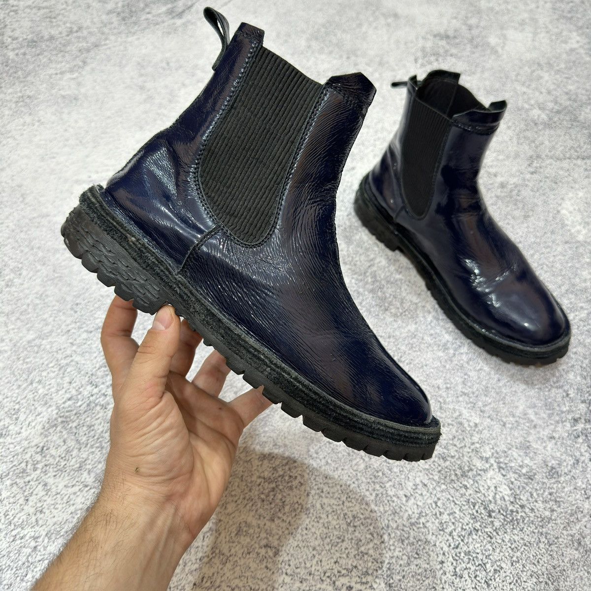 Designer × Handmade × MoMA Moma Mens Chelsea Boots Patent Leather US8 UK7 26cm Size US 8 / EU 41 - 3 Thumbnail