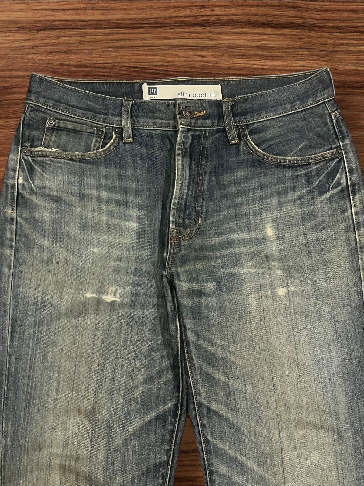 If Six Was Nine × Japanese Brand × Le Grande Bleu (L.G.B.) ⚡️Flare⚡️Vintage Gap Slim Boot Fit Faded Mud Washed Jeans Size US 33 - 4 Thumbnail