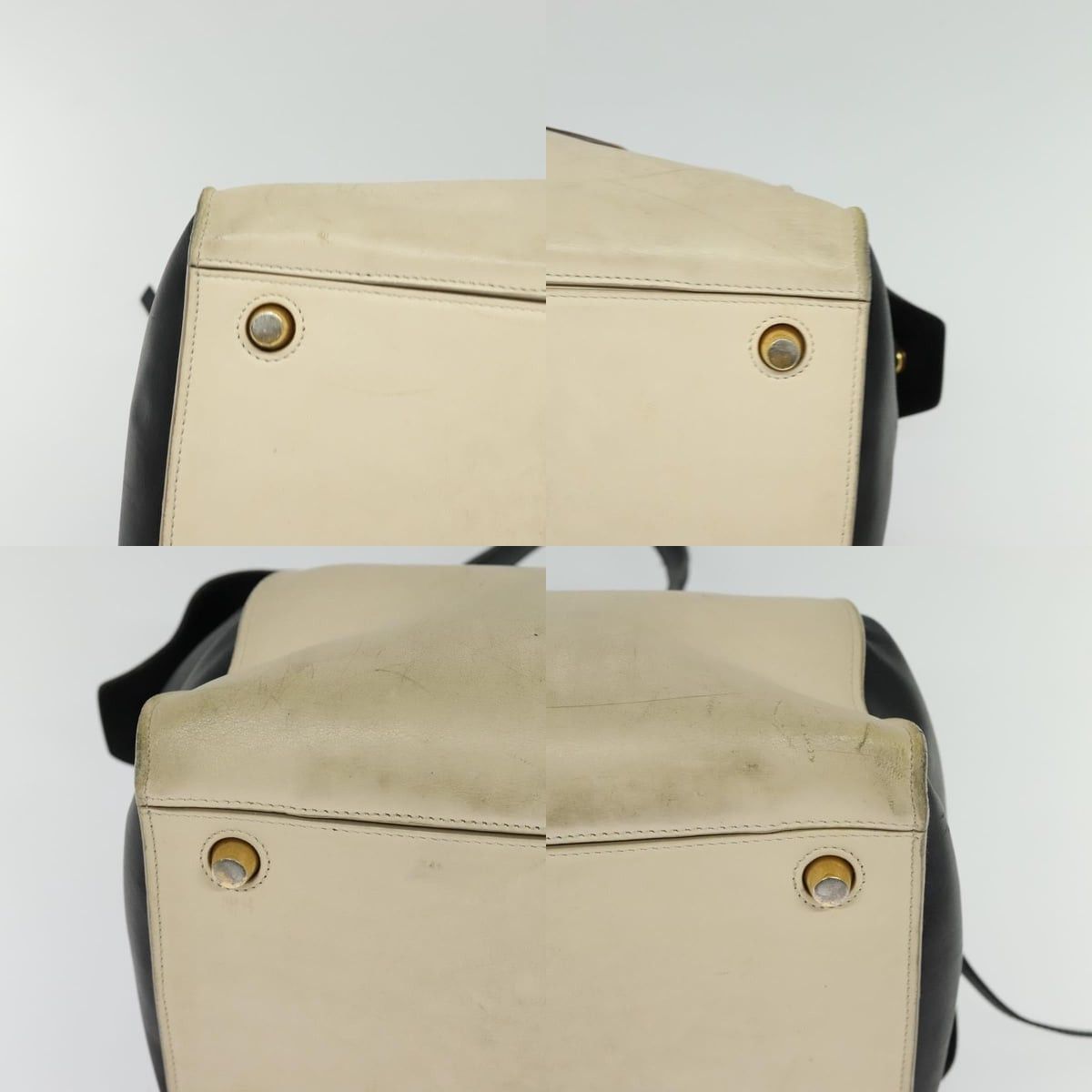 CELINE Ring Bag Hand Bag Leather Beige Gold