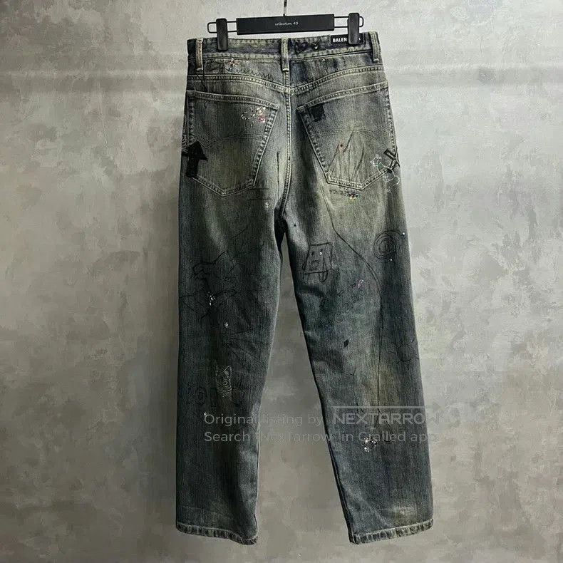 Balenciaga Balenciaga Blue Graffiti Straight Jeans. Size US 26 / EU 42 - 2 Thumbnail