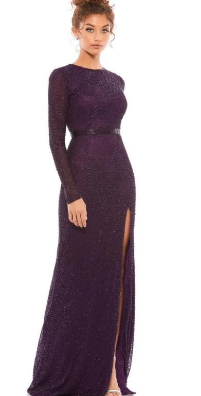 image of Designer Sold Out! Mac Duggal Beaded Long Sleeve Gown Msrp $498 in Purple, Women's (Size XL)