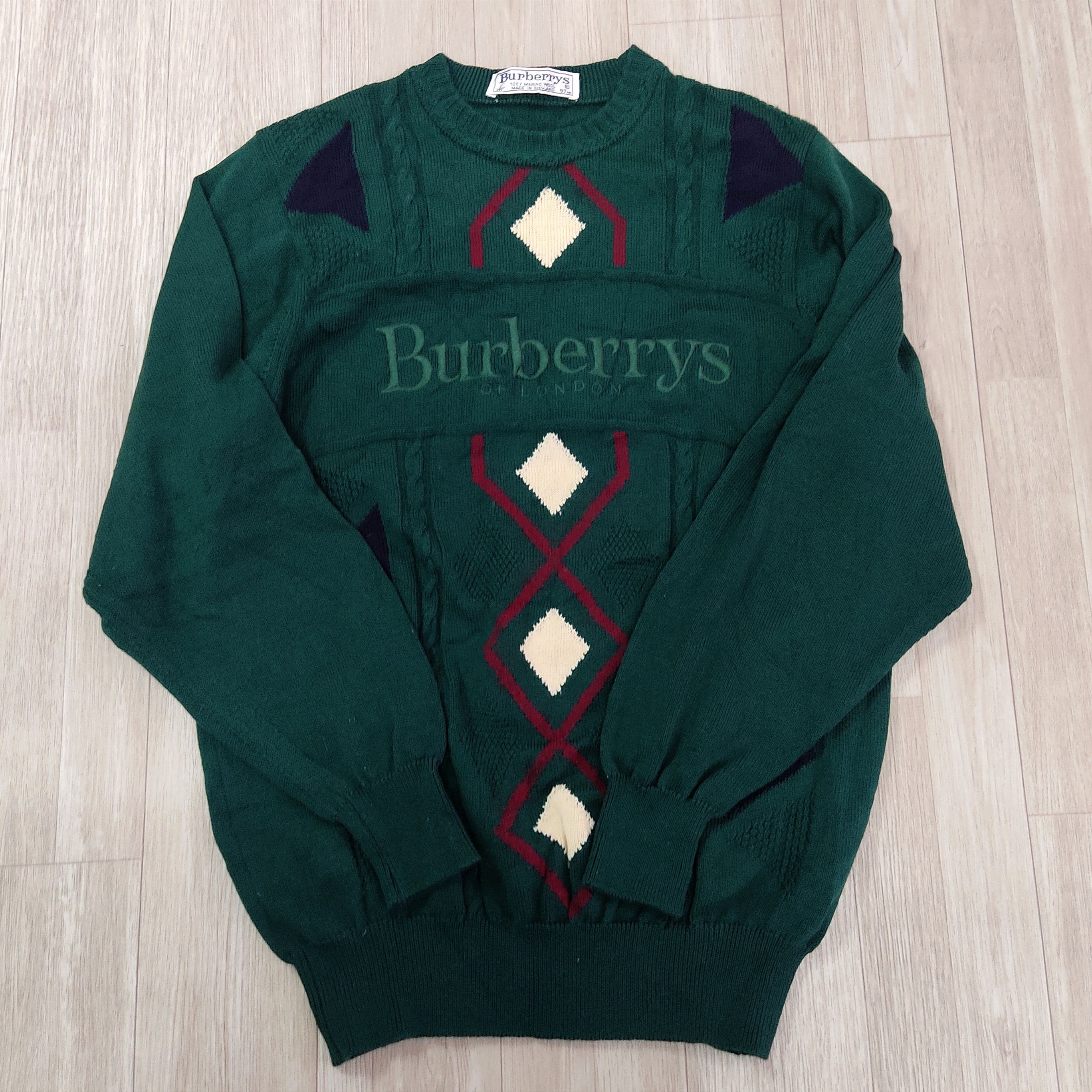 Aran Isles Knitwear × Burberry Vintage BURBERRYS LONDON Knit Merino Wool Sweater Size US M / EU 48-50 / 2 - 6 Thumbnail