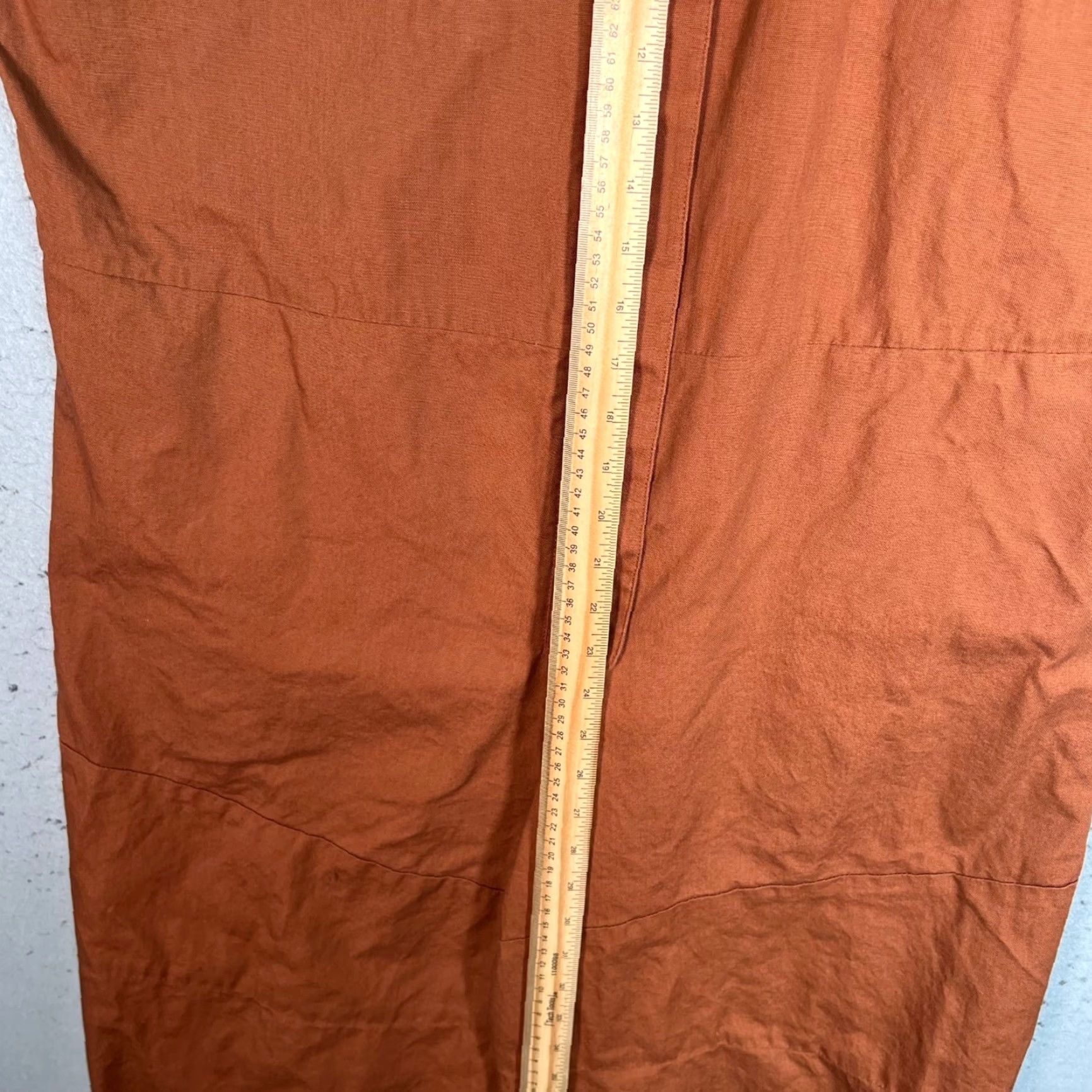 Vintage Roucha Jumpsuit Womens Size L Orange Cotton Short Sleeve V-Neck One-Piece Wide-Leg Casual Size 36" / US 14 / IT 50 - 7 Thumbnail