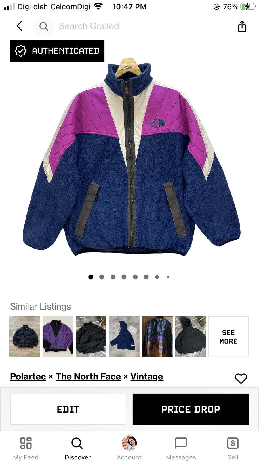 The North Face VINTAGE TNF POLARTEC MOGUL SKIWEAR FLEECE JACKET #8240-216 Size US L / EU 52-54 / 3 - 11 Thumbnail