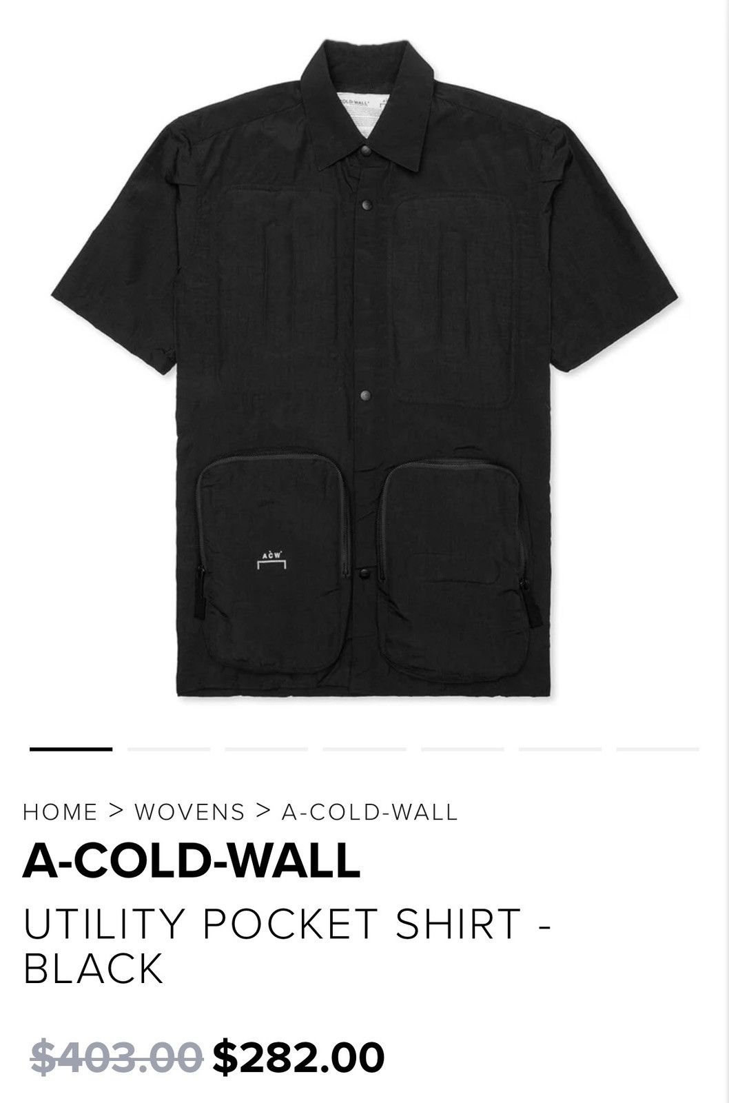 A-COLD-WALL* A-COLD-WALL UTILITY POCKET SHIRT - BLACK Size US XL / EU 56 / 4 - 8 Thumbnail