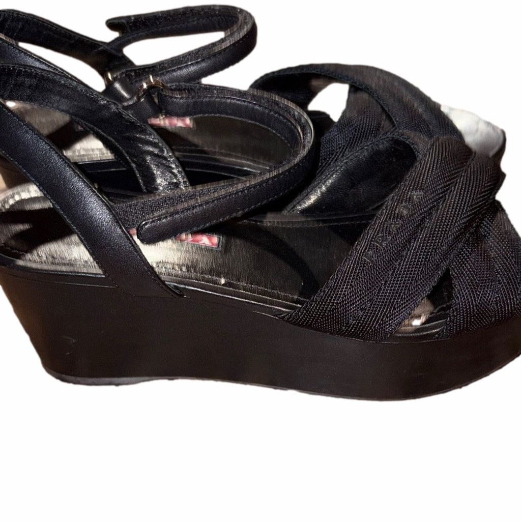 Prada Prada Vintage Criss Cross Nylon Platform Sandal | Sz 38/7W Size US 7.5 / IT 37.5 - 6 Thumbnail