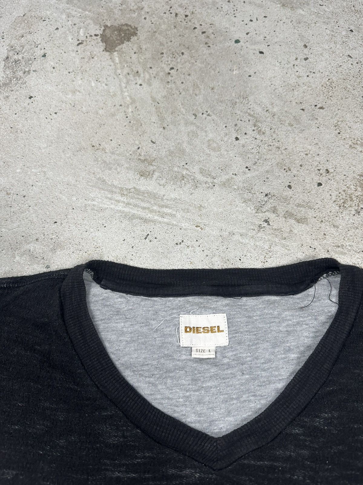 Diesel × Vintage Vintage Y2K Diesel V Neck Ice Black Sweater Knit Size US L / EU 52-54 / 3 - 7 Thumbnail