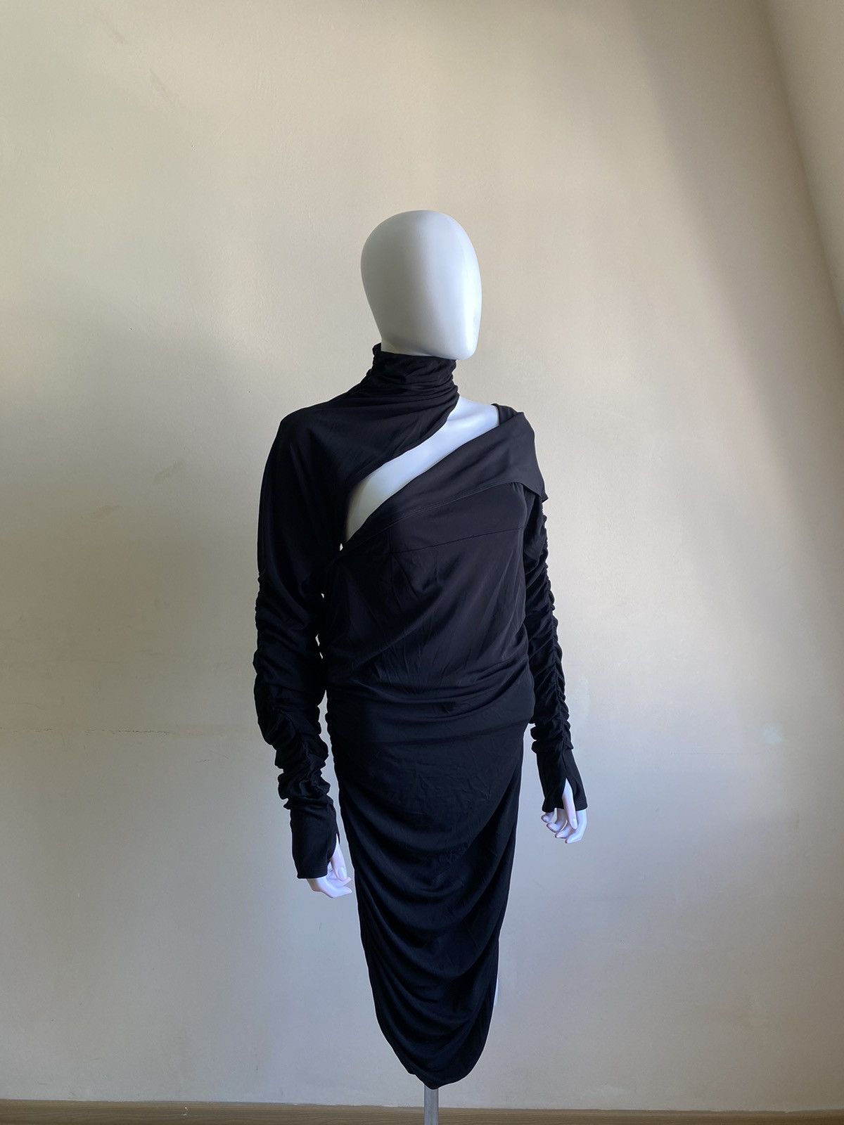 Mugler MUGLER X H&M Gathered One Shoulder Mini Dress Size XL Size XL / US 12-14 / IT 48-50 - 2 Thumbnail