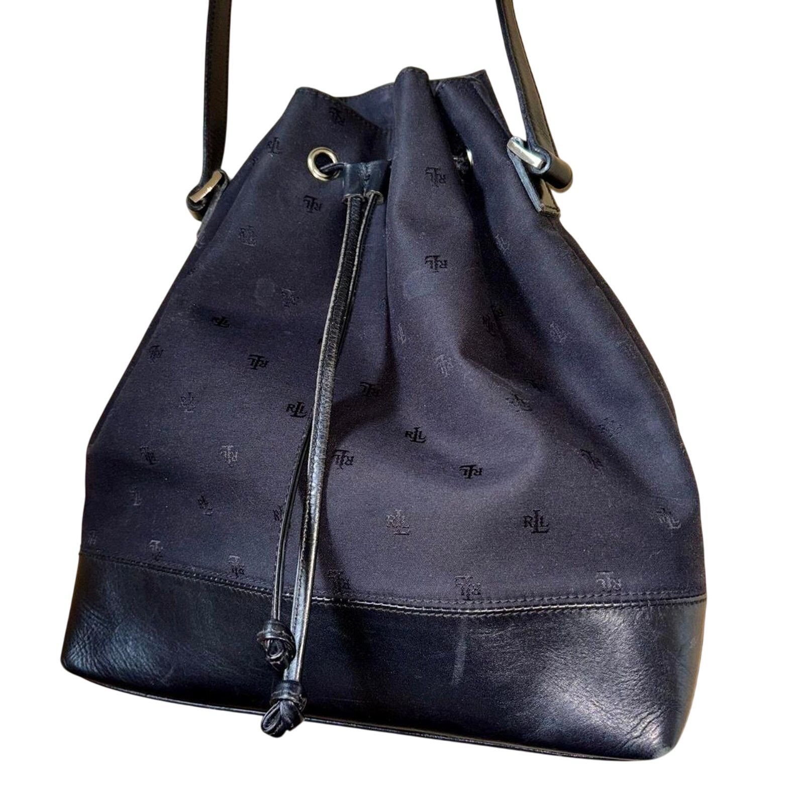Lauren Ralph Lauren Vintage Laurent Ralph Laurent Logo Bucket Bag 90's Y2K Minimal in Black, Women's