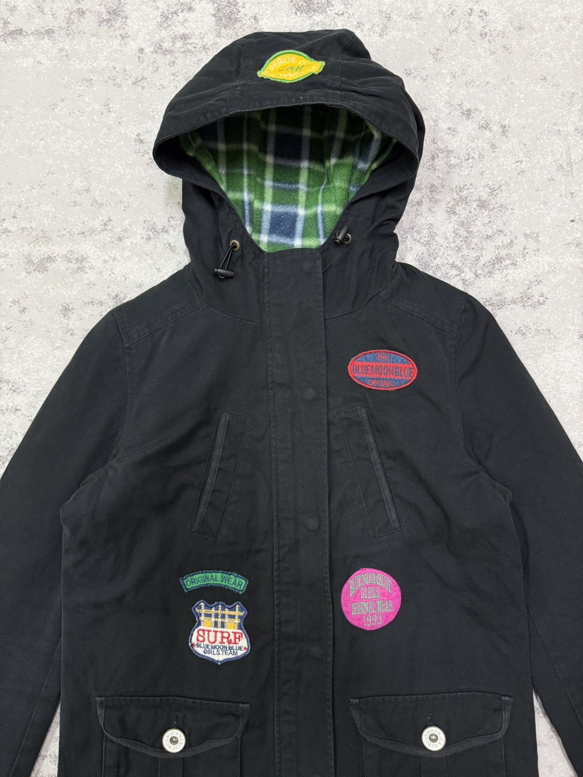 Japanese Brand Bluemoon Jeans Patches Fleece Lined Parka Jacket Hoodie Size S / US 4 / IT 40 - 6 Thumbnail