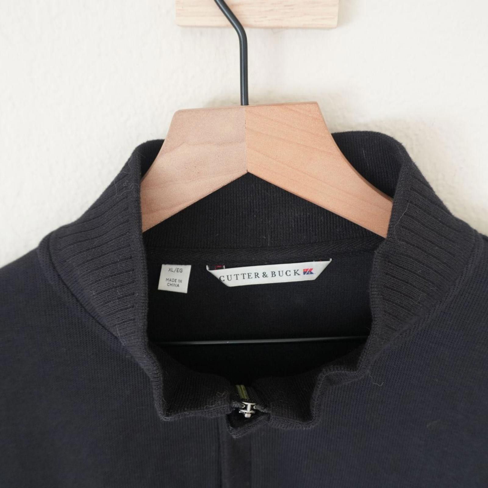 Cutter & Buck Cutter & Buck Sweater Men's XL Black 1/4 Zip 100% Cotton Size US XL / EU 56 / 4 - 5 Thumbnail