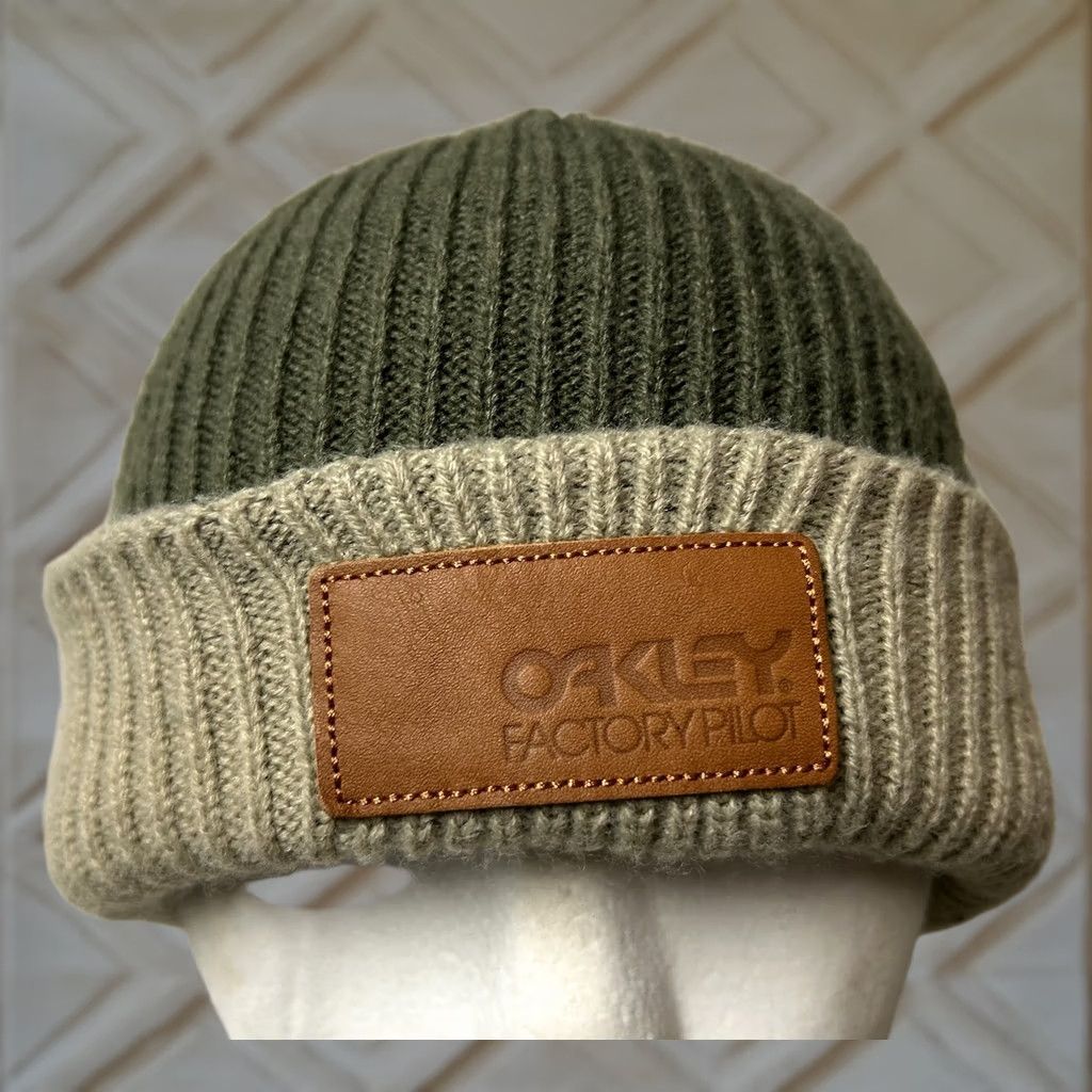 Oakley Oakley Beanie OS Adult Green/Beige Spellout Patch 90s Multicolor Winter Seasonal Mens Size ONE SIZE - 1 Thumbnail