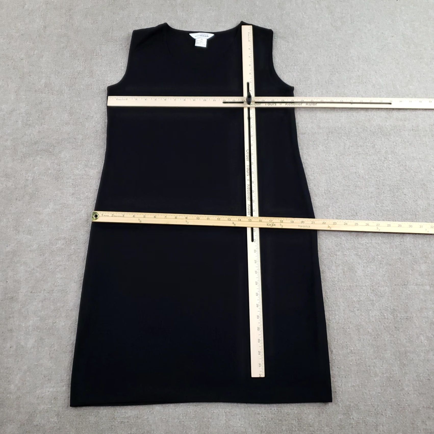 Vintage Misook Dress Womens XL Black Sleeveless Knit Shift Sheath Little Black Classic Size XL / US 12-14 / IT 48-50 - 2 Thumbnail