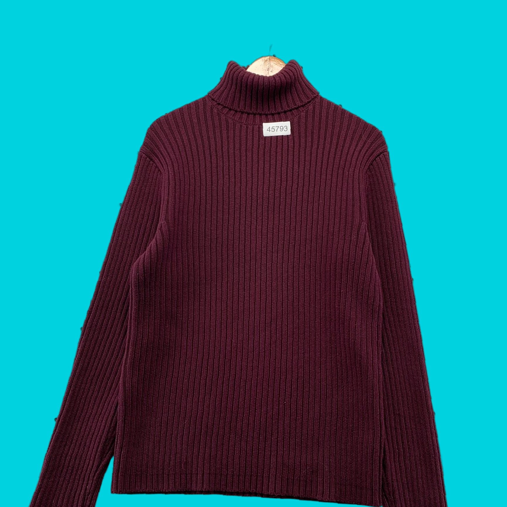Banana Republic VINTAGE Banana Republic Sweater Shirt M Mens Turtleneck Maroon Knit Stretch Fall Winter Spring Long Sleeve Pullover Fisherman Classic Knit Size US M / EU 48-50 / 2 - 1 Thumbnail