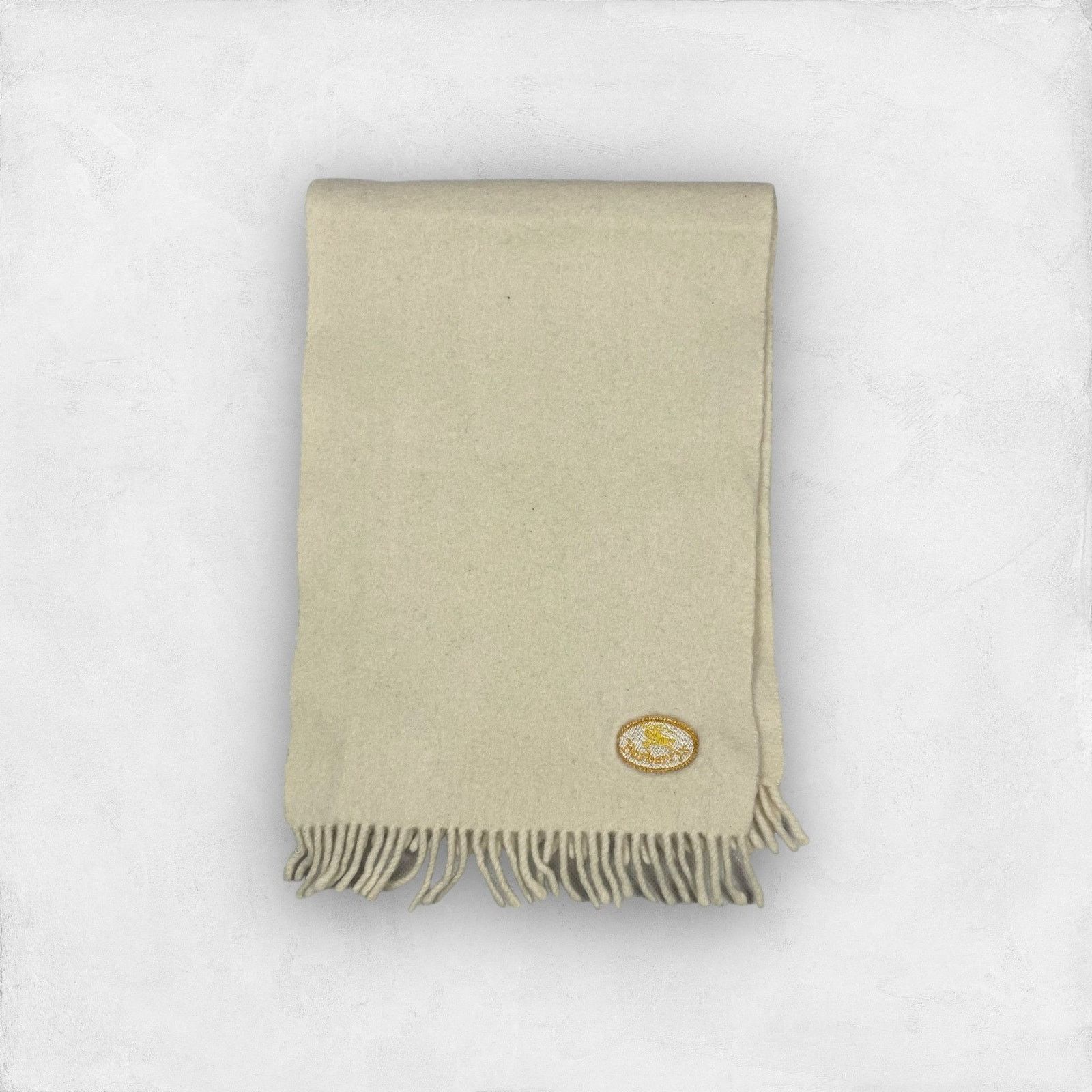 Burberry × Vintage Burberry Women's Beige Lambswool Rectangular Fringed Scarf Size ONE SIZE - 1 Thumbnail