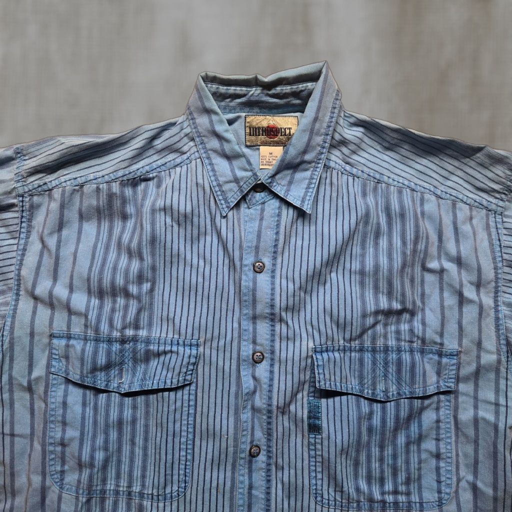 Vintage Mr. Respect Shirt Button-Up Casual Cotton Blue Short Sleeve Men M Medium Size US M / EU 48-50 / 2 - 1 Thumbnail
