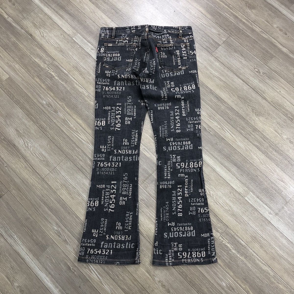 If Six Was Nine × Japanese Brand × Le Grande Bleu (L.G.B.) 2000s Persons Poem Full Print Goa Lgb Bootcut Flared Jeans Size US 28 / EU 44 - 17 Thumbnail