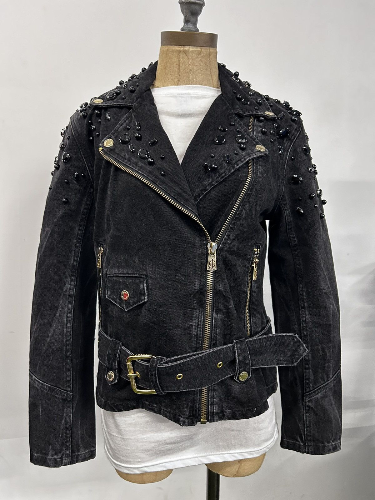 Juicy Couture Juicy Couture embellished denim biker jacket size XS Size XS / US 0-2 / IT 36-38 - 1 Thumbnail