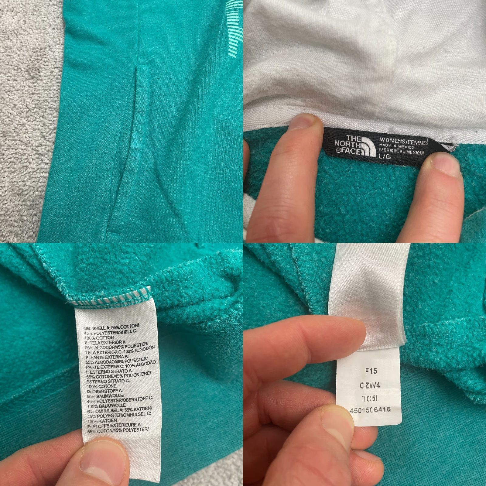 The North Face The North Face Pullover Hoodie Sweatshirt Womens Large Green Logo Casual Hoodie Size L / US 10 / IT 46 - 8 Thumbnail