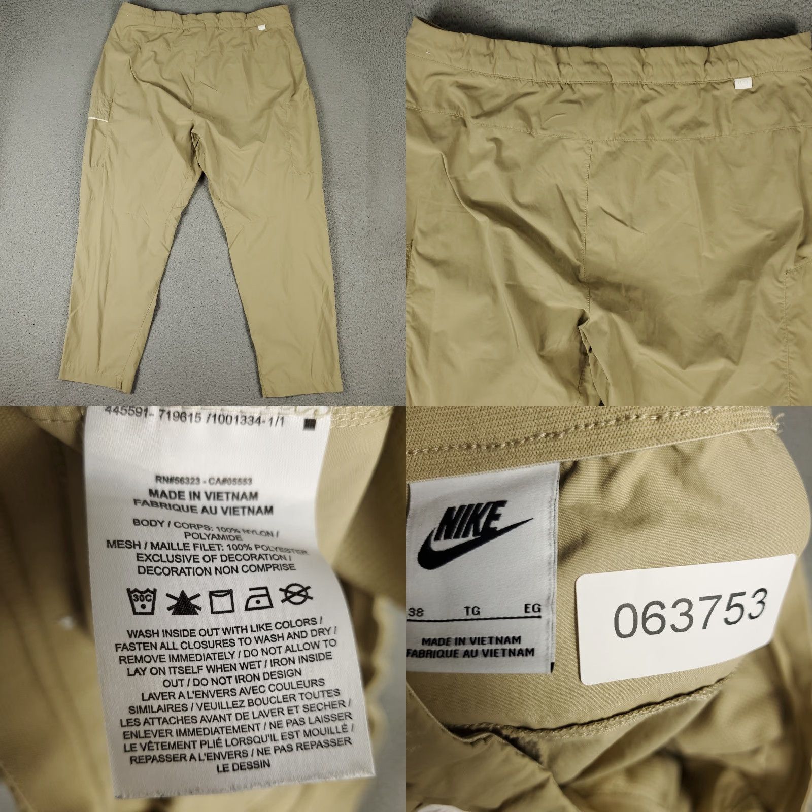Nike Nike Pants Mens Size 38 Beige Nylon Lightweight NSW Utility Pants Jogger Regular Inseam 28in - Khaki/Beige, Basketball/Running, Sportswear Mens Size US 38 / EU 54 - 8 Thumbnail