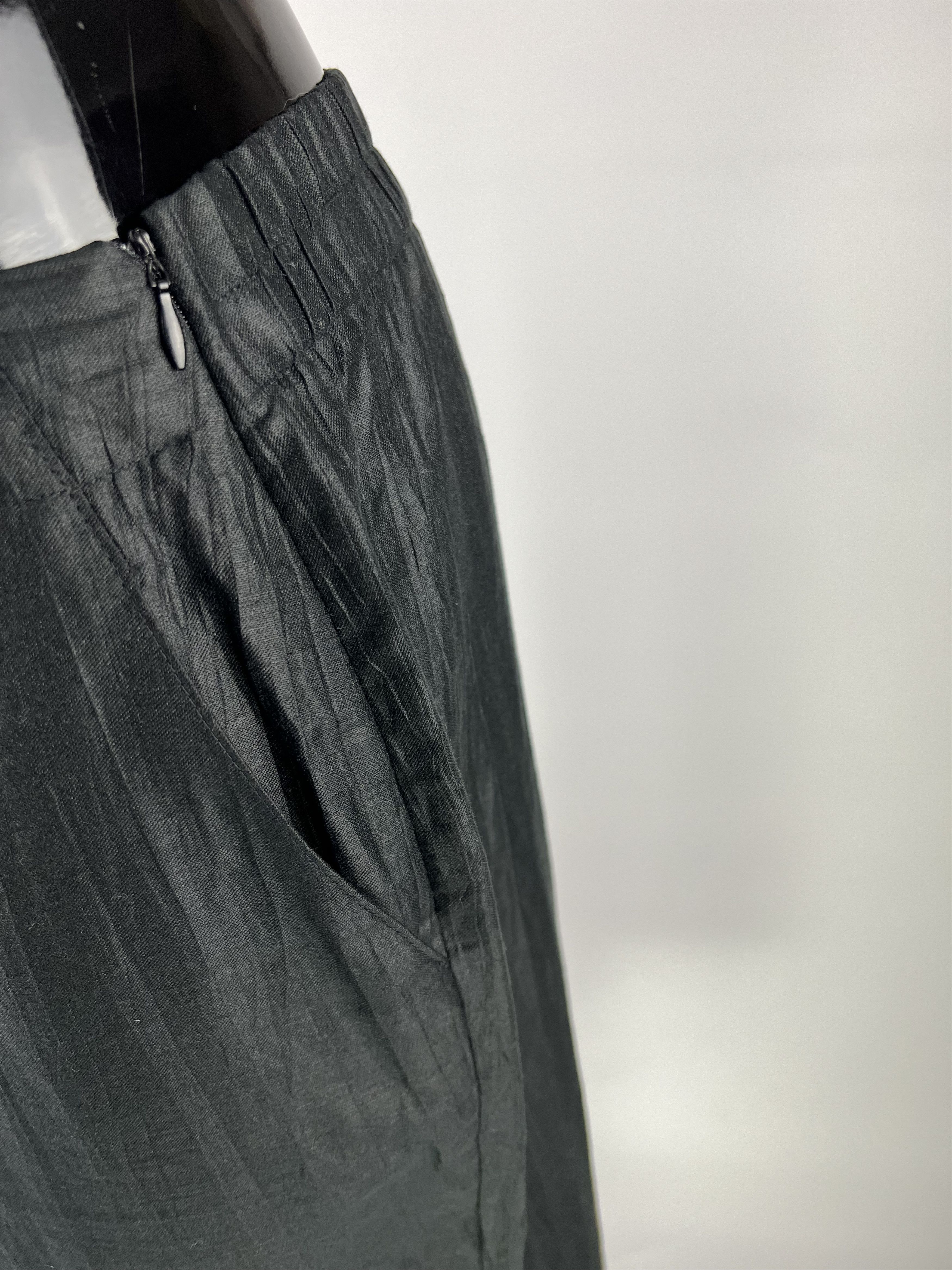 Designer Oska Dark Gray Linen Wide Leg Trousers Pants Size 2 Regular Size 28" / US 6 / IT 42 - 6 Thumbnail