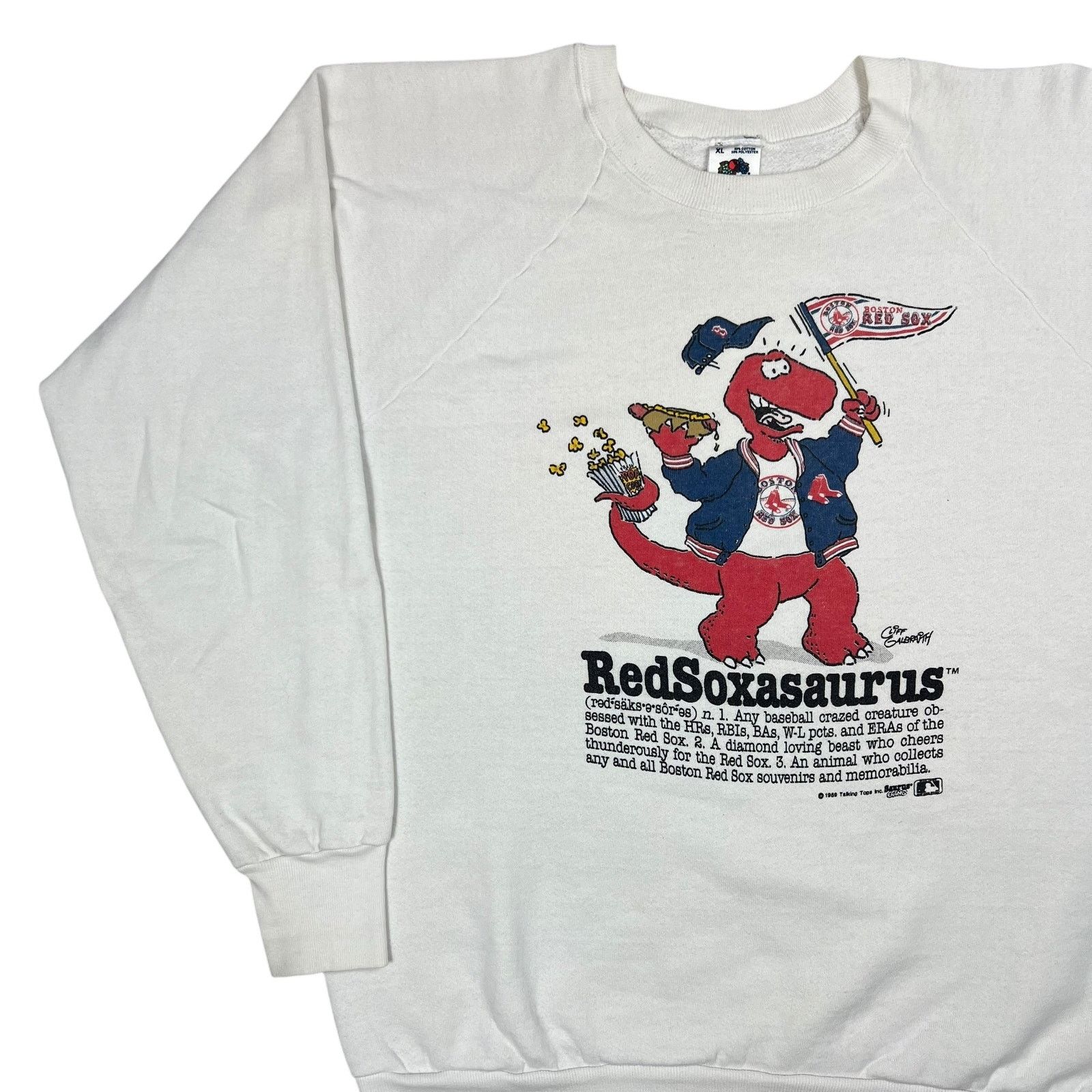Fruit Of The Loom × MLB × Vintage 1989 Talking Tops Redsoxasaurus Boston Red Sox crewneck Size US XL / EU 56 / 4 - 4 Thumbnail