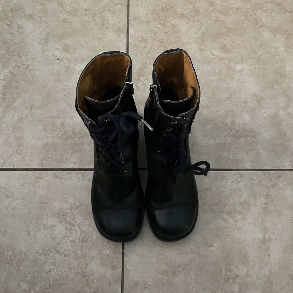 Harley Davidson × Leather × Vintage Harley Davidson Black Platform Heeled Boots Size US 10 / IT 40 - 3 Thumbnail