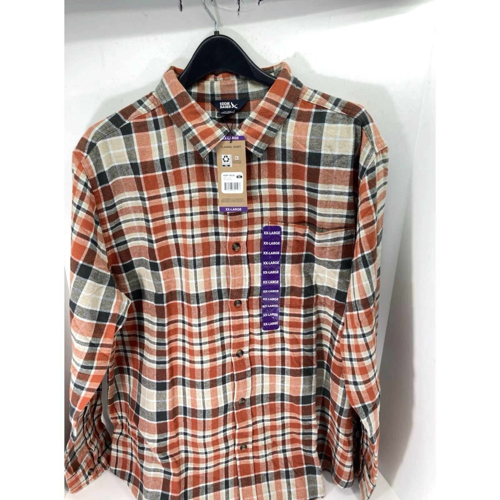 Eddie Bauer Eddie Bauer Flannel Shirt Men 2XL Orange Plaid Long Sleeve Button NWT Shirt Size US XXL / EU 58 / 5 - 2 Thumbnail