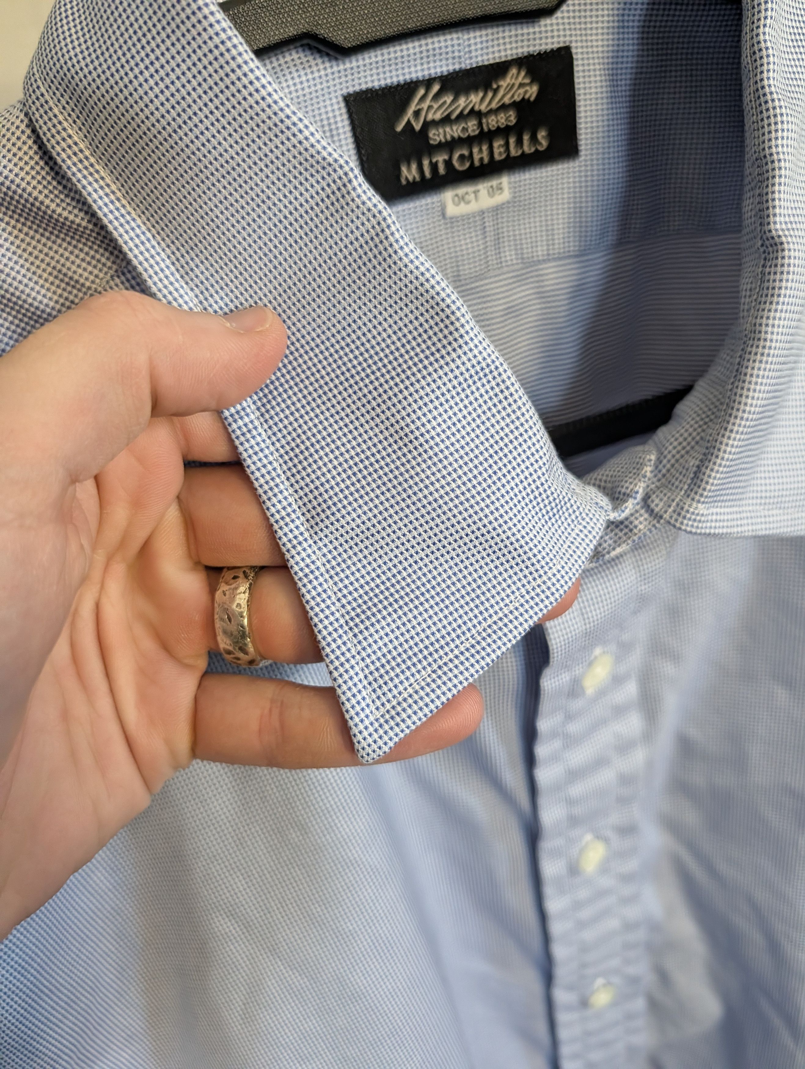 Hamilton Bespoke light blue pinpoint French Cuff MiUSA shirt Size US XXL / EU 58 / 5 - 7 Thumbnail