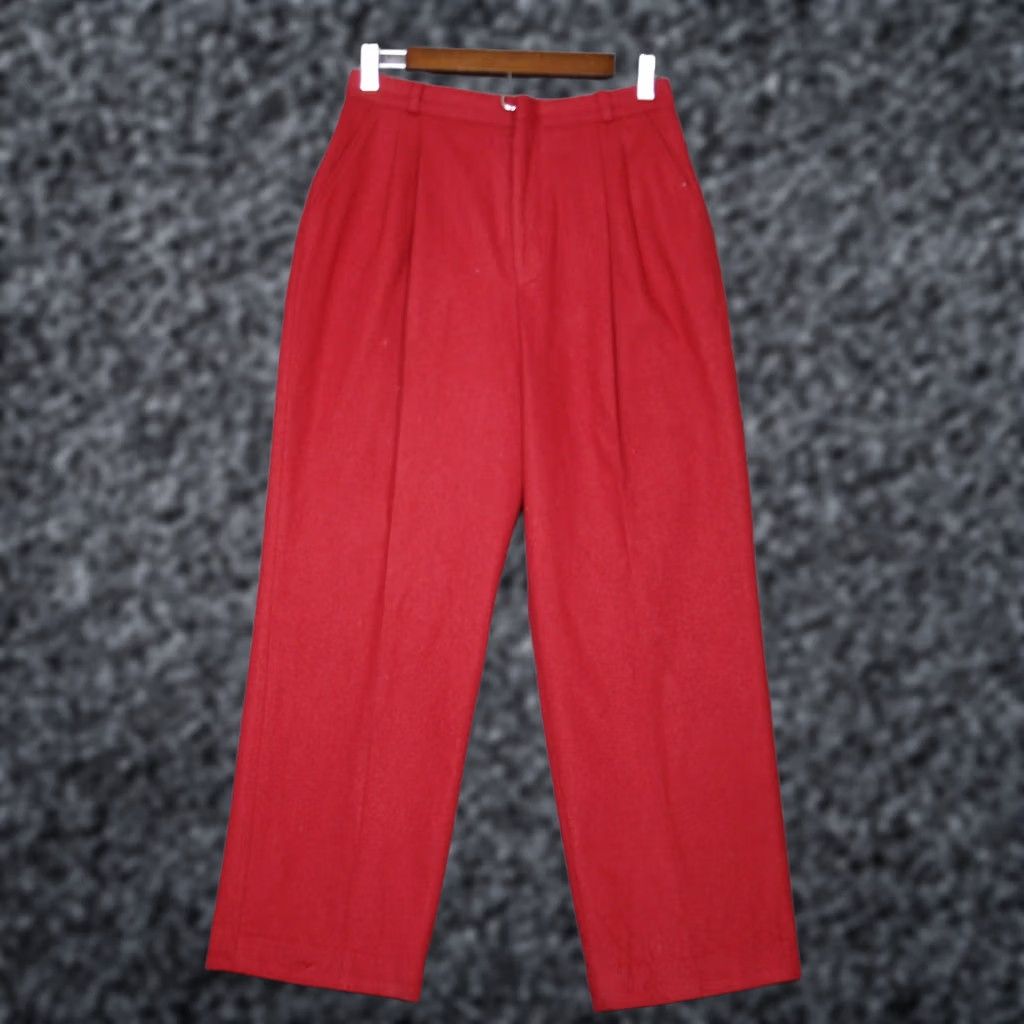 Vintage VINTAGE David N. Women Red Wool Blend Pleated High Waist Trousers Pants Size 12 Size 34" / US 12 / IT 48 - 1 Thumbnail