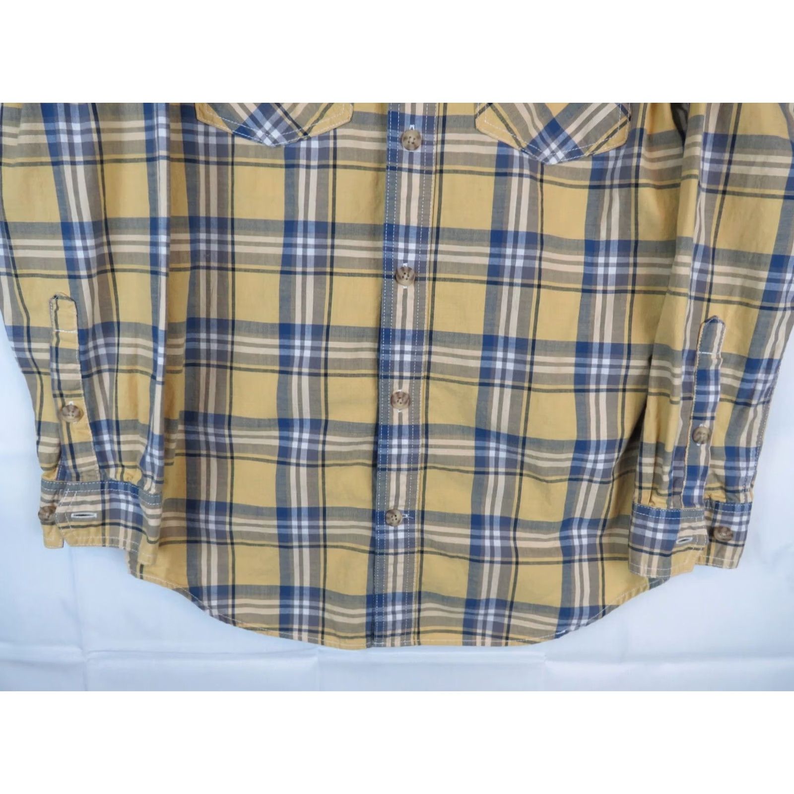 Duluth Trading Company Duluth Trading Co Mens Button-Up Shirt Slim Fit Plaid Flannel Blue Yellow Size M Size US M / EU 48-50 / 2 - 2 Thumbnail
