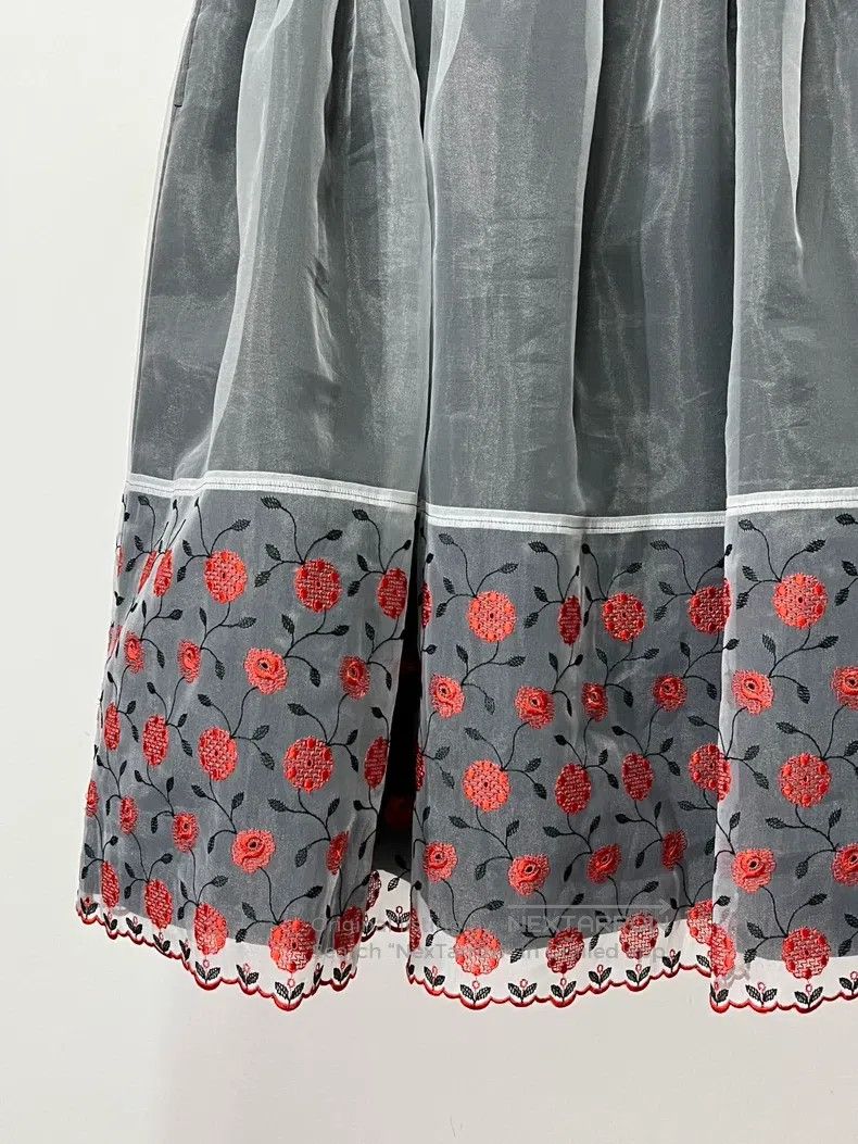 Comme des Garcons Comme Des Garcons Floral Embroidered Tulle Double Layer Sk Size 23" - 2 Thumbnail