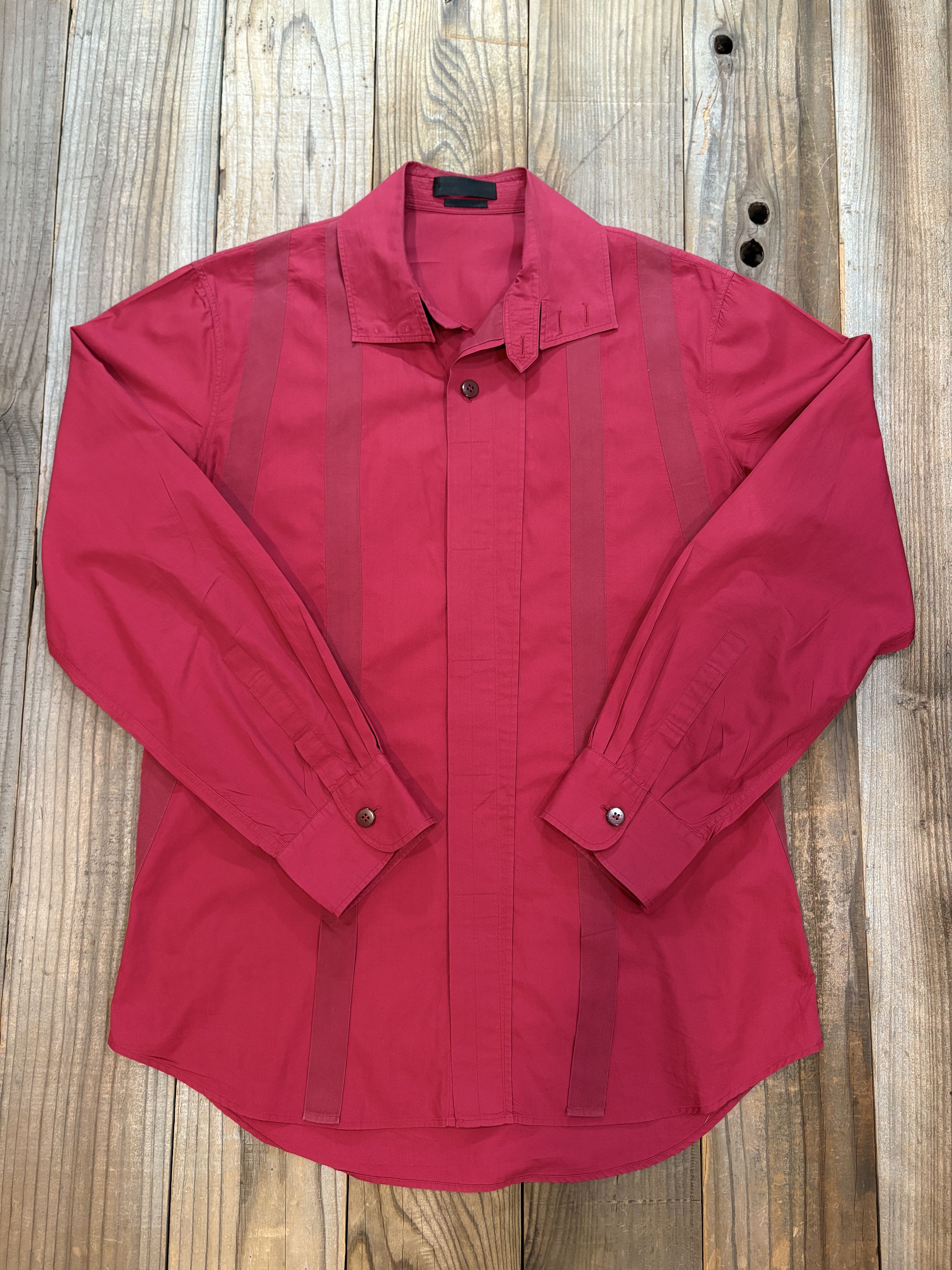 Alexander McQueen Maroon Red Bondage Ribbon Shirt Size US L / EU 52-54 / 3 - 1 Thumbnail
